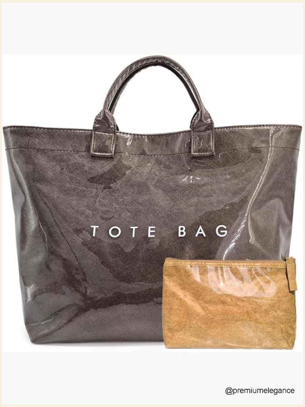 PVC Tote Bag for Women Large Kraft Paper Print Hobo Handbags